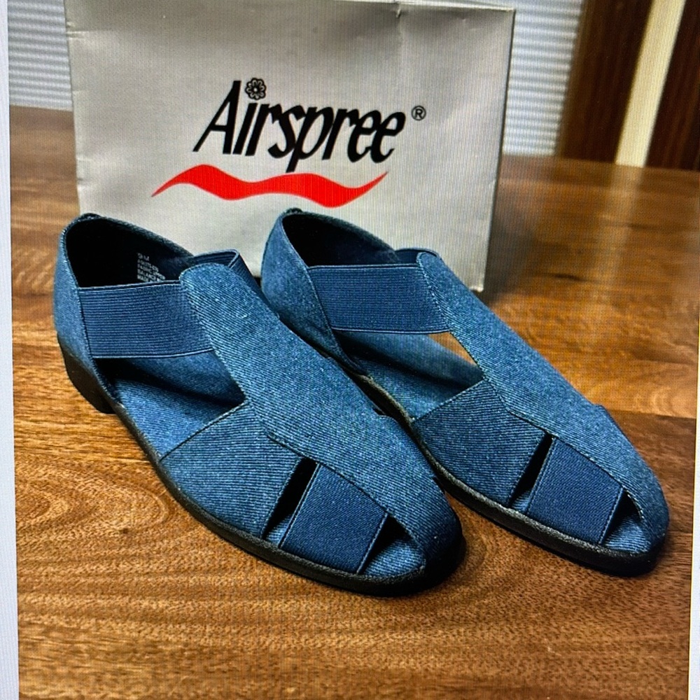 NIB AirSpree blue denim Gore ladies slip on sandal size 9M